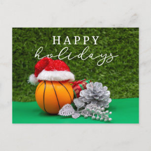 Cartes Pour Fêtes Annuelles Basketball Joyeuses vacances avec balle pour le jo