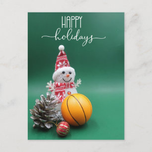 Cartes Pour Fêtes Annuelles Basketball Joyeuses vacances avec Snowman pour le 