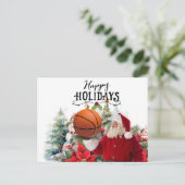 Cartes Pour Fêtes Annuelles Basketball Père Noël avec Snowman pour Noël (Debout devant)