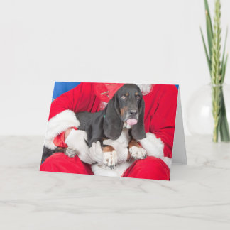 Cartes Pour Fêtes Annuelles Basset collant la langue sur le recouvrement de