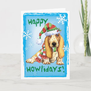Cartes Pour Fêtes Annuelles Basset heureux de Howliday
