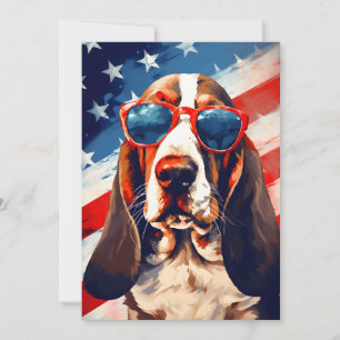 Cartes Pour Fêtes Annuelles Basset Hound 4 juillet fête de l'indépendance