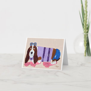 Cartes Pour Fêtes Annuelles Basset Hound à palmes