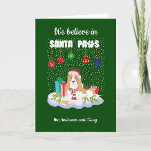 Cartes Pour Fêtes Annuelles Basset Hound Believe Père Noël Paws Noël       