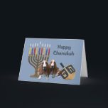 Cartes Pour Fêtes Annuelles Basset Hound Chanukah Card Menorah Dreidel<br><div class="desc">Se souvenir de sa famille et de ses amis pendant la saison de Chanukah est un merveilleux moyen de rester en contact avec les gens qui vous aiment et qui vous tiennent à coeur. J'ai créé ces cartes de chien Chanukah avec amour et attention et je suis sûr que quiconque...</div>