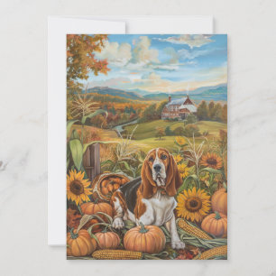 Cartes Pour Fêtes Annuelles Basset Hound Chien Automne Harvest Thankgiving