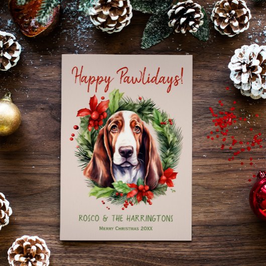 Cartes Pour Fêtes Annuelles Basset Hound Chien Noël Joyeux Pawlidays