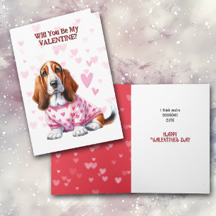 Cartes Pour Fêtes Annuelles Basset Hound Chiot en Sweat Valentine