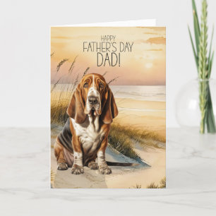Cartes Pour Fêtes Annuelles Basset Hound Dog Sunset Beach Fête des pères