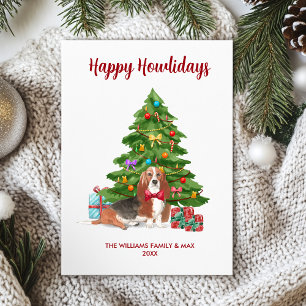 Cartes Pour Fêtes Annuelles Basset Hound Happy Howlidays Card