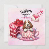 Cartes Pour Fêtes Annuelles Basset Hound Puppy Dog for Valentine's Day (Devant)