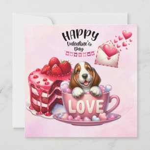 Cartes Pour Fêtes Annuelles Basset Hound Puppy Dog for Valentine's Day