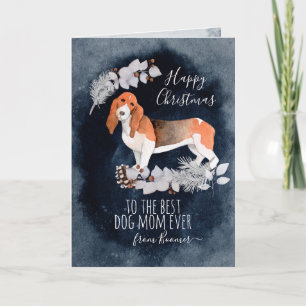 Cartes Pour Fêtes Annuelles Bassett Hound personnalisé maman Noël