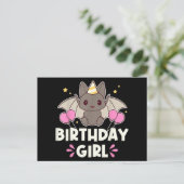 Cartes Pour Fêtes Annuelles Bat-chat fille d'anniversaire mignonne (Debout devant)