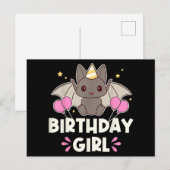 Cartes Pour Fêtes Annuelles Bat-chat fille d'anniversaire mignonne (Devant / Derrière)