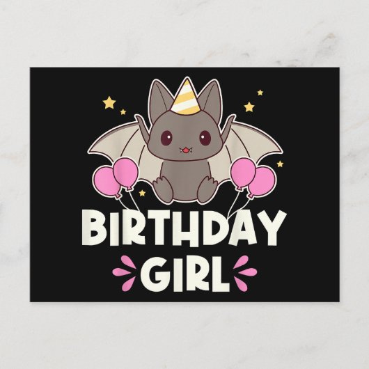 Cartes Pour Fêtes Annuelles Bat-chat fille d'anniversaire mignonne (Devant)