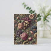 Cartes Pour Fêtes Annuelles Batailles et fleurs baroques - Design floral gothi (Debout devant)