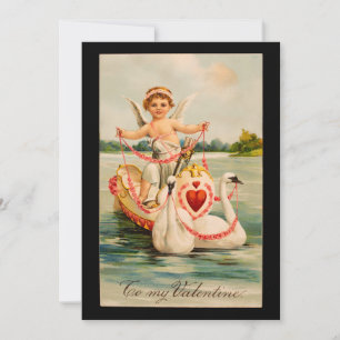 Cartes Pour Fêtes Annuelles Bateau de cherubins et de cygnes To My Valentine v