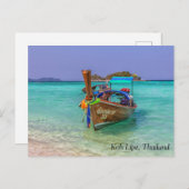 Cartes Pour Fêtes Annuelles Bateau longue queue Koh Lipe, Thaïlande (Devant / Derrière)