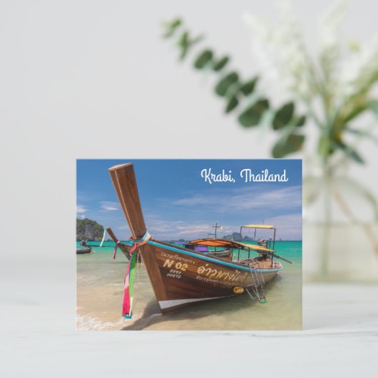 Cartes Pour Fêtes Annuelles Bateau longue queue, Krabi, Thaïlande (Debout devant)