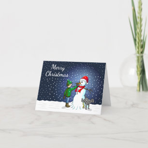 Cartes Pour Fêtes Annuelles Bâtiment Snowman