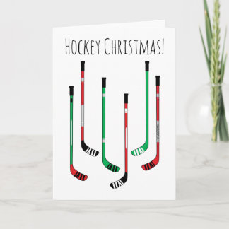 Cartes Pour Fêtes Annuelles Bâtons de hockey rouge et vert de Noël
