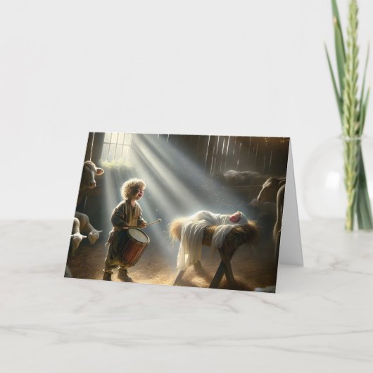 Cartes Pour Fêtes Annuelles Batteur dans une étable stable (Devant)