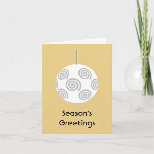 Cartes Pour Fêtes Annuelles Bauble de Noël blanc. Sur Gold Color.