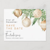 Cartes Pour Fêtes Annuelles Bauble De Noël Or Moderne Enregistrer La Date (Devant)