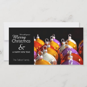 Cartes Pour Fêtes Annuelles Baubles de Noël Accueil personnalisé Photo C