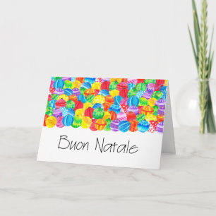 Cartes Pour Fêtes Annuelles Baubles de Noël italiens Buon Natale, aquarelle