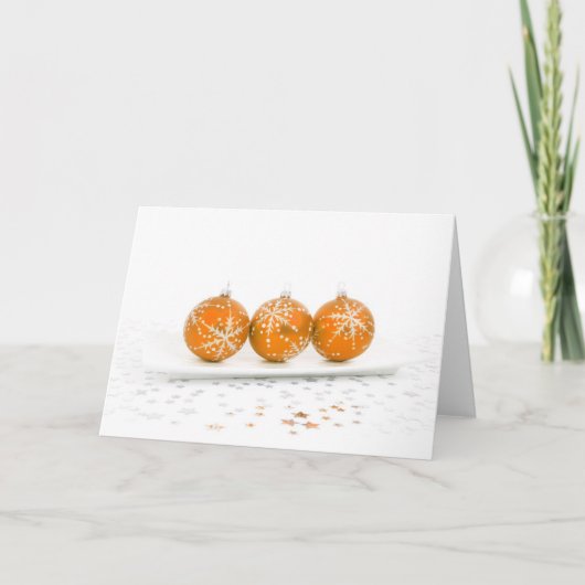 Cartes Pour Fêtes Annuelles Baubles de Noël orange (Devant)