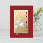 Cartes Pour Fêtes Annuelles Baubles de Noël Rouge or élégant (Debout devant)