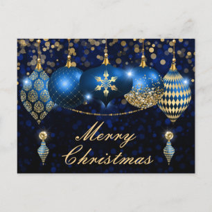 Cartes Pour Fêtes Annuelles Baubles de Noël Royal Blue et Gold