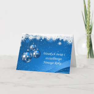 Cartes Pour Fêtes Annuelles Baubles et flocons de neige polonais Noël, Nouvel 