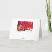 Cartes Pour Fêtes Annuelles Baubles rouges, branches d'épinettes Noël en Franc (Dos)