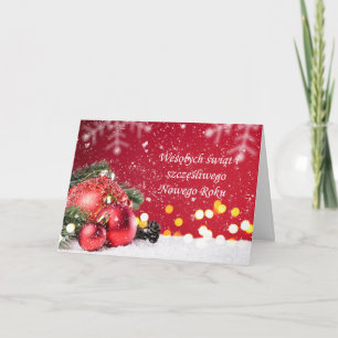 Cartes Pour Fêtes Annuelles Baubles rouges, branches d'épinettes Noël polonais