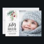 Cartes Pour Fêtes Annuelles Bayas Rojas | Feliz Navidad<br><div class="desc">Dibujados d'ilustración d'una d'escroquerie de moderno de Diseño un tipografía du mano y</div>