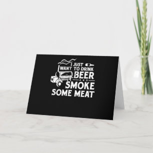 Cartes Pour Fêtes Annuelles BBQ Fumer Pitmaster Cadeau Boire Bière Fumer Viand