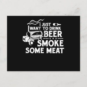 Cartes Pour Fêtes Annuelles BBQ Fumer Pitmaster Cadeau Boire Bière Fumer Viand