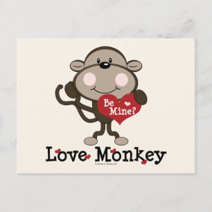 Cartes Pour Fêtes Annuelles Be Mine Love Monkey Valentine's Day Postcard