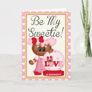Cartes Pour Fêtes Annuelles Be My Sweetie Cookie Girl Valentine Card 2