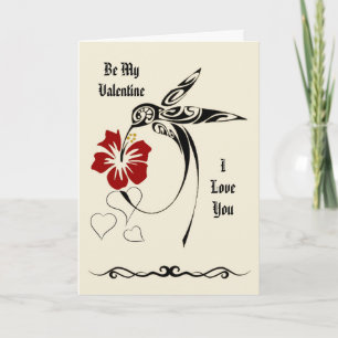 Cartes Pour Fêtes Annuelles Be My Valentine - I Love You - Hummingbird