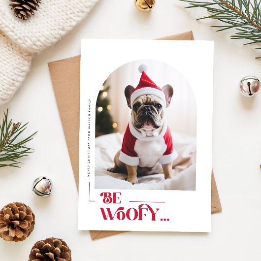 Cartes Pour Fêtes Annuelles Be Woofy Funny Dog Pet Arch Photo Christmas
