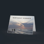 CARTES POUR FÊTES ANNUELLES BEACH ANNIVERSAIRE SOUHAITE POUR LE MEILLEUR ENCOR<br><div class="desc">CE COUPLE SUR LA PLAGE ENVOIE DES SOUHAITS D'ANNIVERSAIRE POUR LE "MEILLEUR ENCORE"</div>