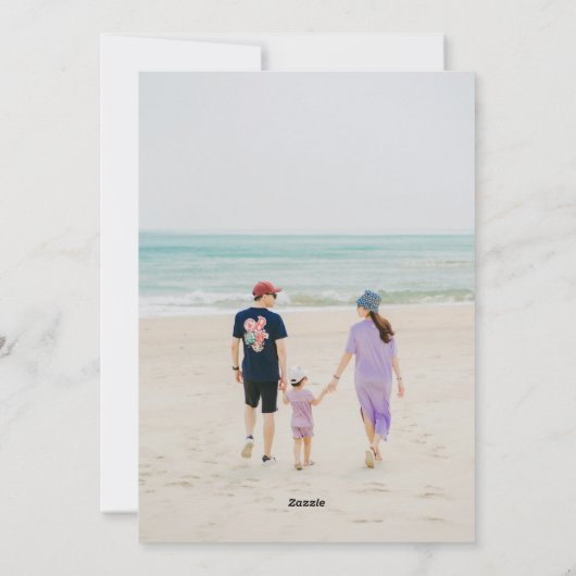Cartes Pour Fêtes Annuelles Beach Brown Warm Wishes Two Beach Family Photo (Dos)