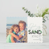 Cartes Pour Fêtes Annuelles Beach Christmas Aqua Dashing Through Sand (Debout devant)