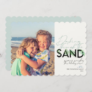 Cartes Pour Fêtes Annuelles Beach Christmas Aqua Dashing Through Sand
