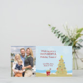 Cartes Pour Fêtes Annuelles Beach Christmas Tree Sand Castle Vacation (Debout devant)