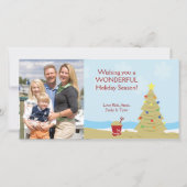 Cartes Pour Fêtes Annuelles Beach Christmas Tree Sand Castle Vacation (Devant)